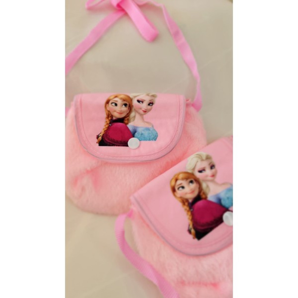 Madebyalm Elsa ve Frozen Baskılı Çanta Pembe Renk Tüylü Postacı Modeli Mini Boy Kız Çocuk Unisex Çanta & Cüzdan ve Seyahat Çantaları Fiyatı