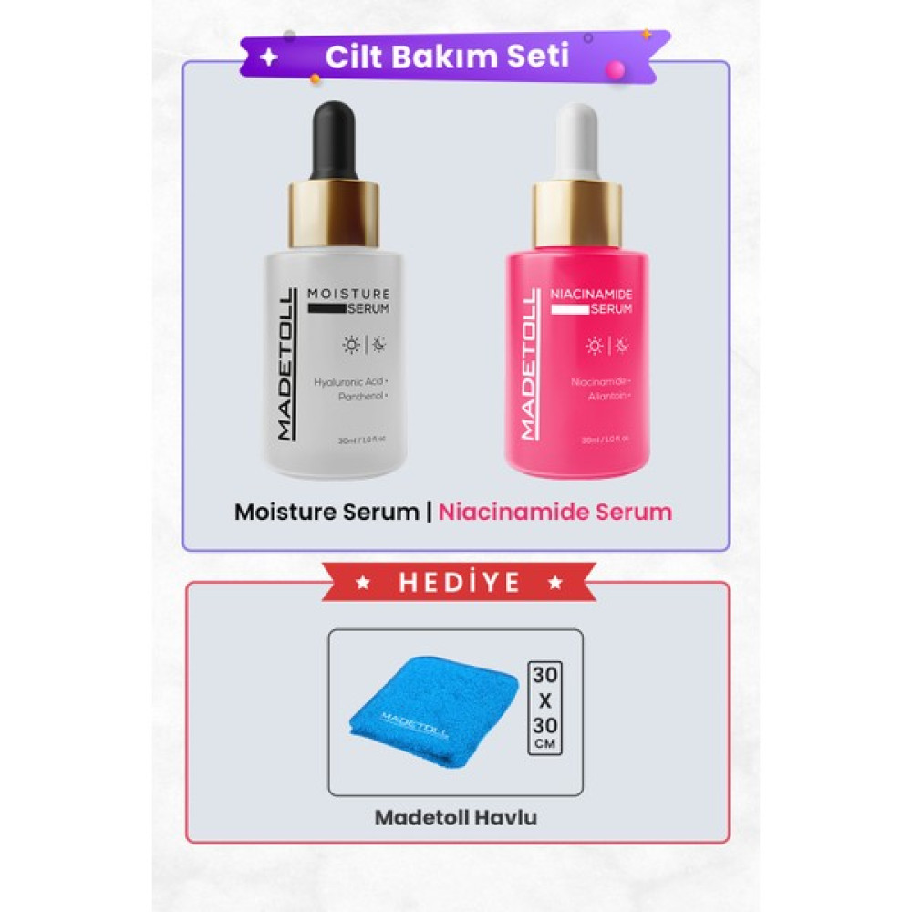 Madetoll Moisture Serum 30 ml + Niacinamide Serum 30 ml - Madetoll Yüz Havlusu Hediye Anti-Aging / Yaşlanma Karşıtı Fiyatı