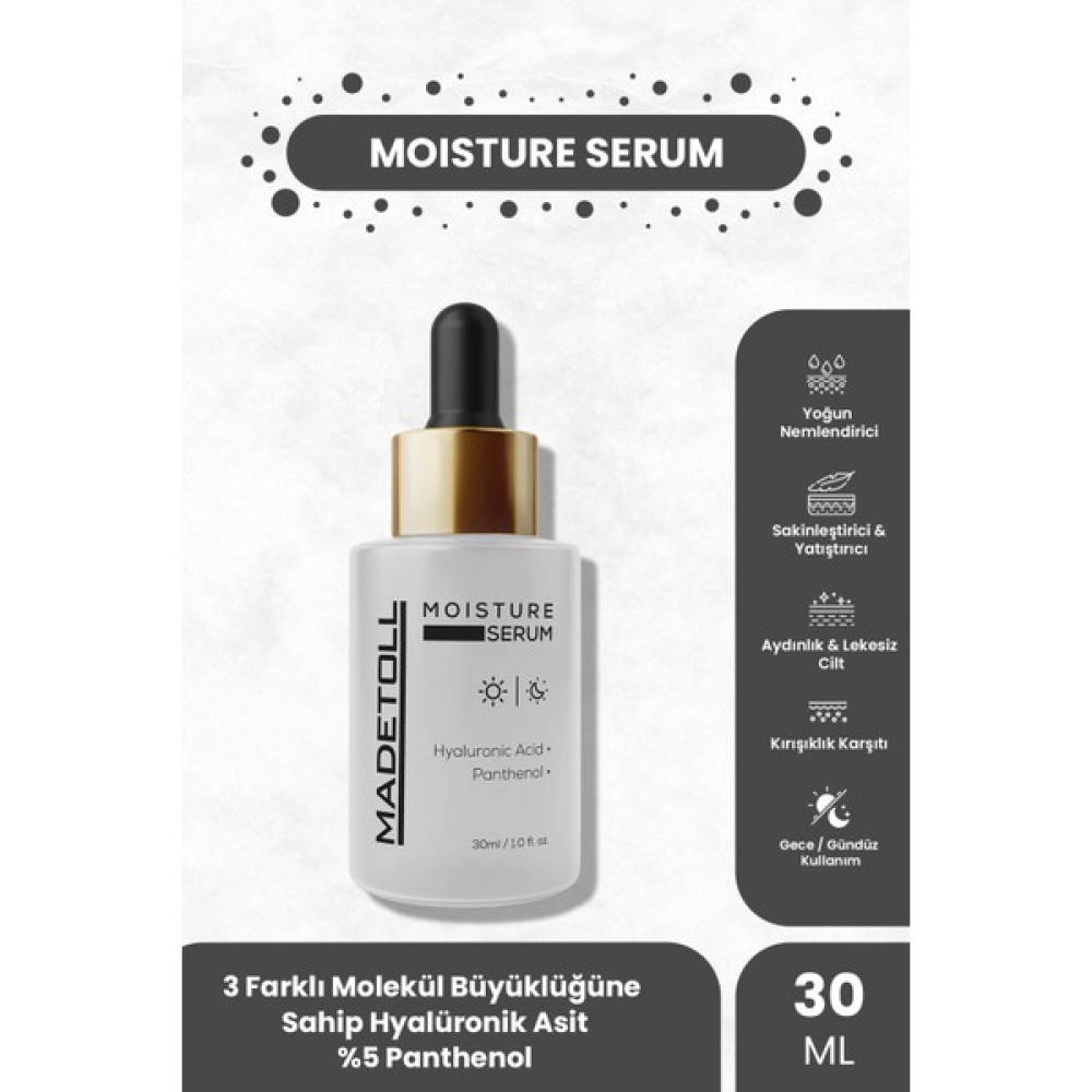 Madetoll Moisture Serum Yoğun Nemlendirici ve Dolgunlaştırıcı 3x Hyalüronik Asit+Panthenol 30 ml Anti-Aging / Yaşlanma Karşıtı Fiyatı