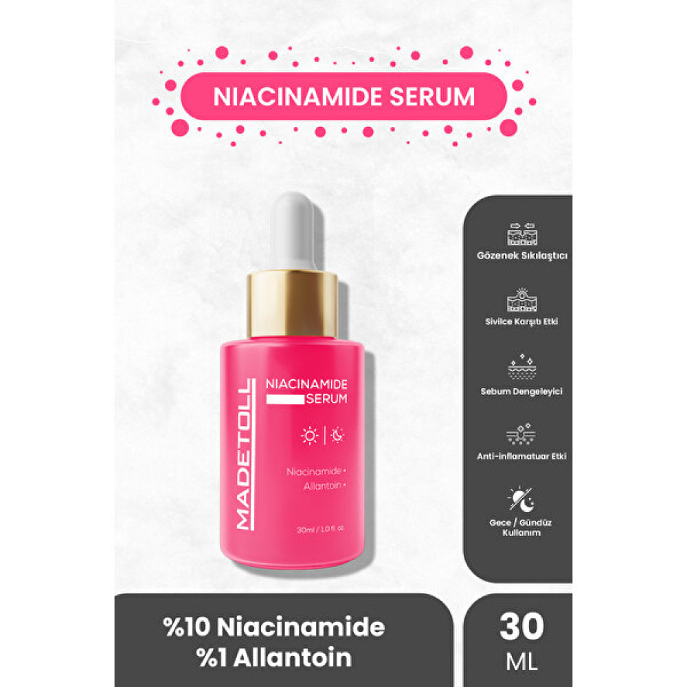 Madetoll Niacinamide Serum - Gözenek Sıkılaştırıcı, Sebum Dengeleyici B3 Vitamini+Allantoin 30 ml Anti-Aging / Yaşlanma Karşıtı Fiyatı