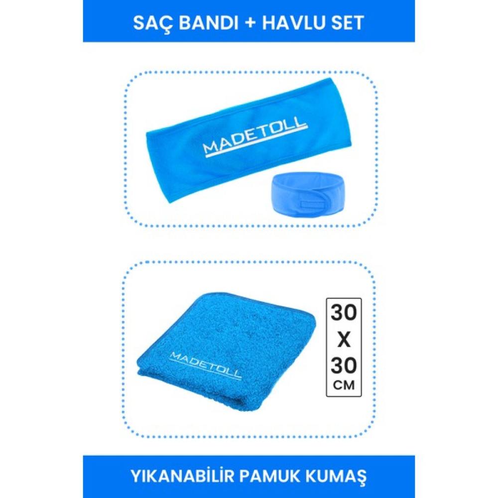 Madetoll Saç Bandı + Havlu - Turkuaz - 30 x 30 cm Banyo Havlusu Fiyatı