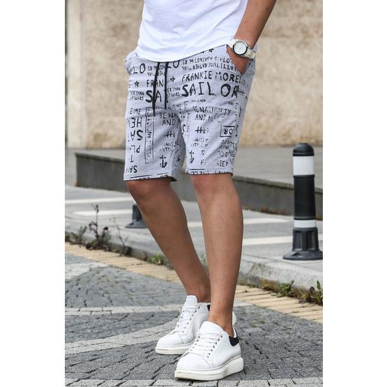Madmext 2408 Gri Pano Baskılı Erkek Kapri