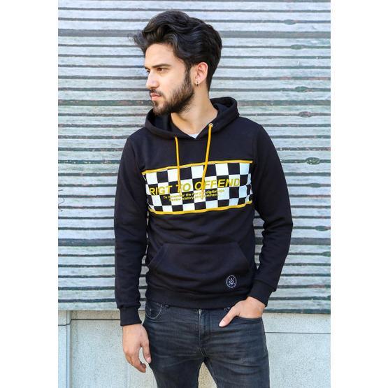 Madmext 2829 Siyah Kapşonlu Baskılı Erkek Sweatshirt