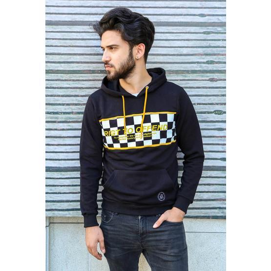 Madmext 2829 Siyah Kapşonlu Baskılı Erkek Sweatshirt