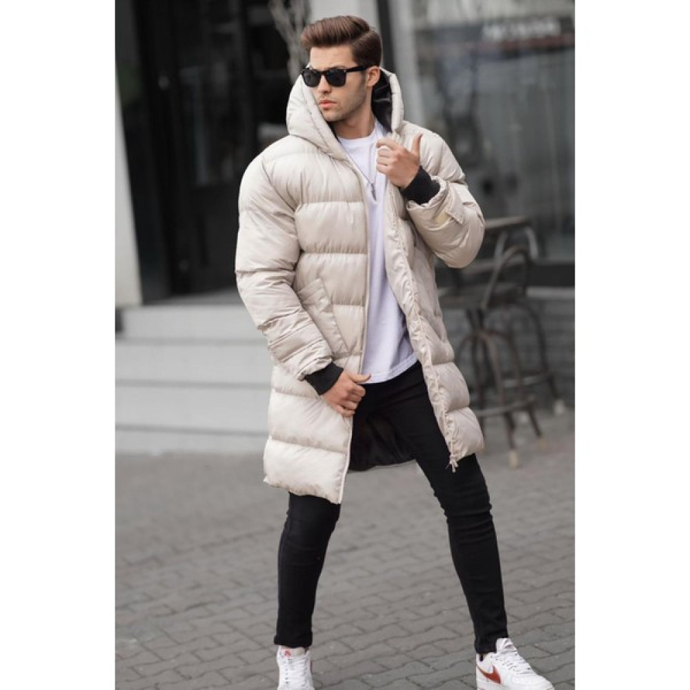 Madmext Bej Uzun Şişme Erkek Mont 6804 Erkek Mont Fiyatı