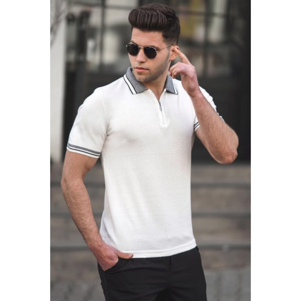 Madmext Beyaz Basic Polo Yaka Erkek Tişört 5099 Erkek T-shirt Fiyatı