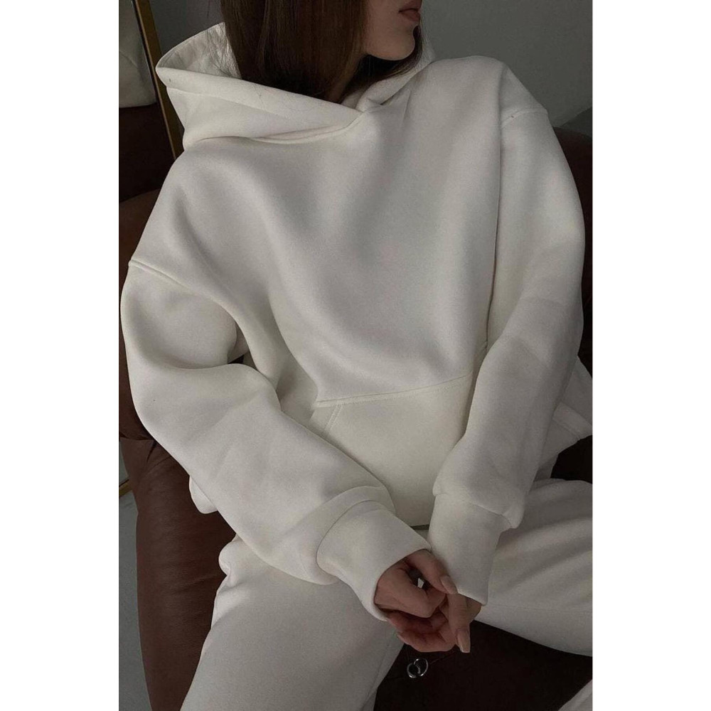 Madmext Beyaz Kapüşonlu Şardonlu Oversize Sweatshirt XL Beden Bayan Sweatshirt Fiyatı
