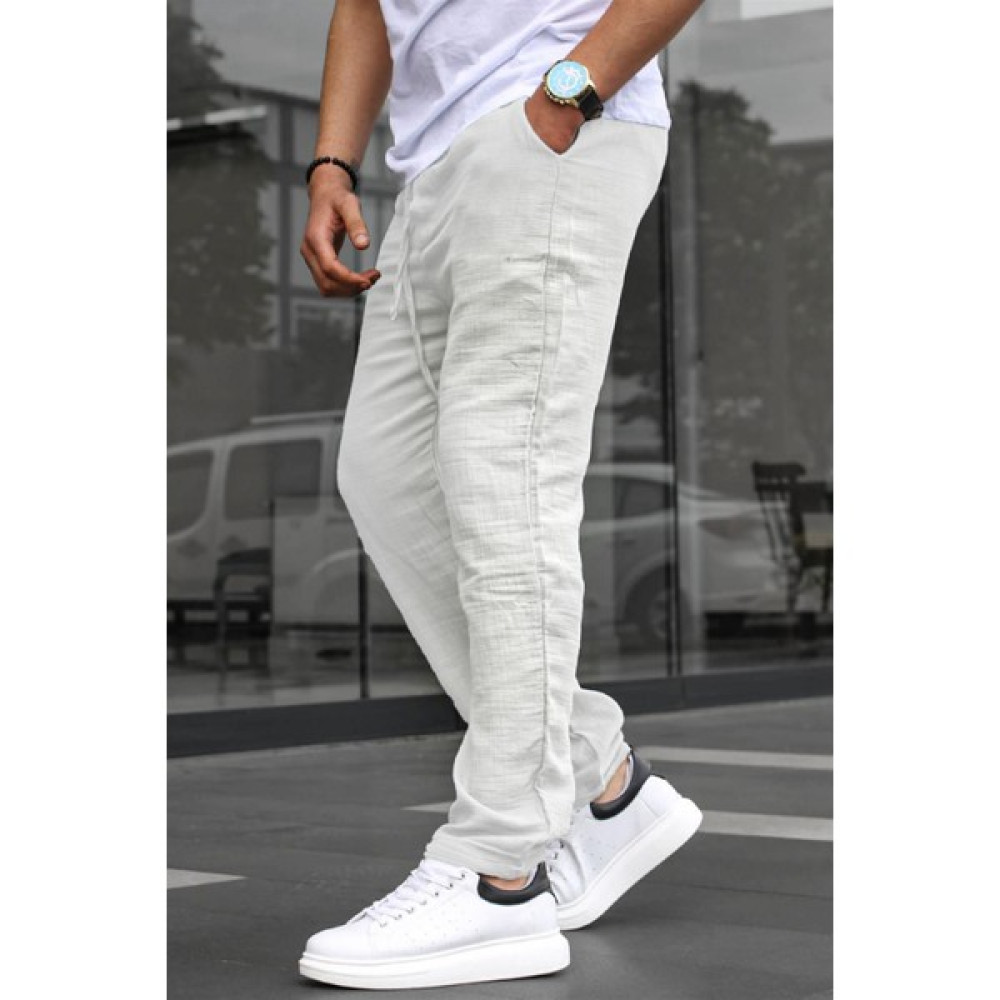 Madmext Beyaz Müslin Kumaş Erkek Basic Pantolon 6507 Erkek Jeans / Kot Pantolon Fiyatı