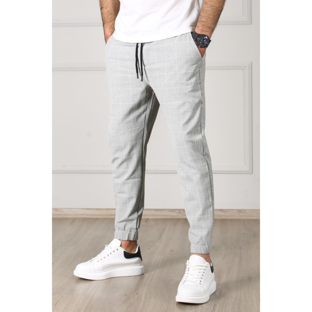 Madmext Ekoseli Gri Jogger MAD4081 Erkek Pantolon Fiyatı