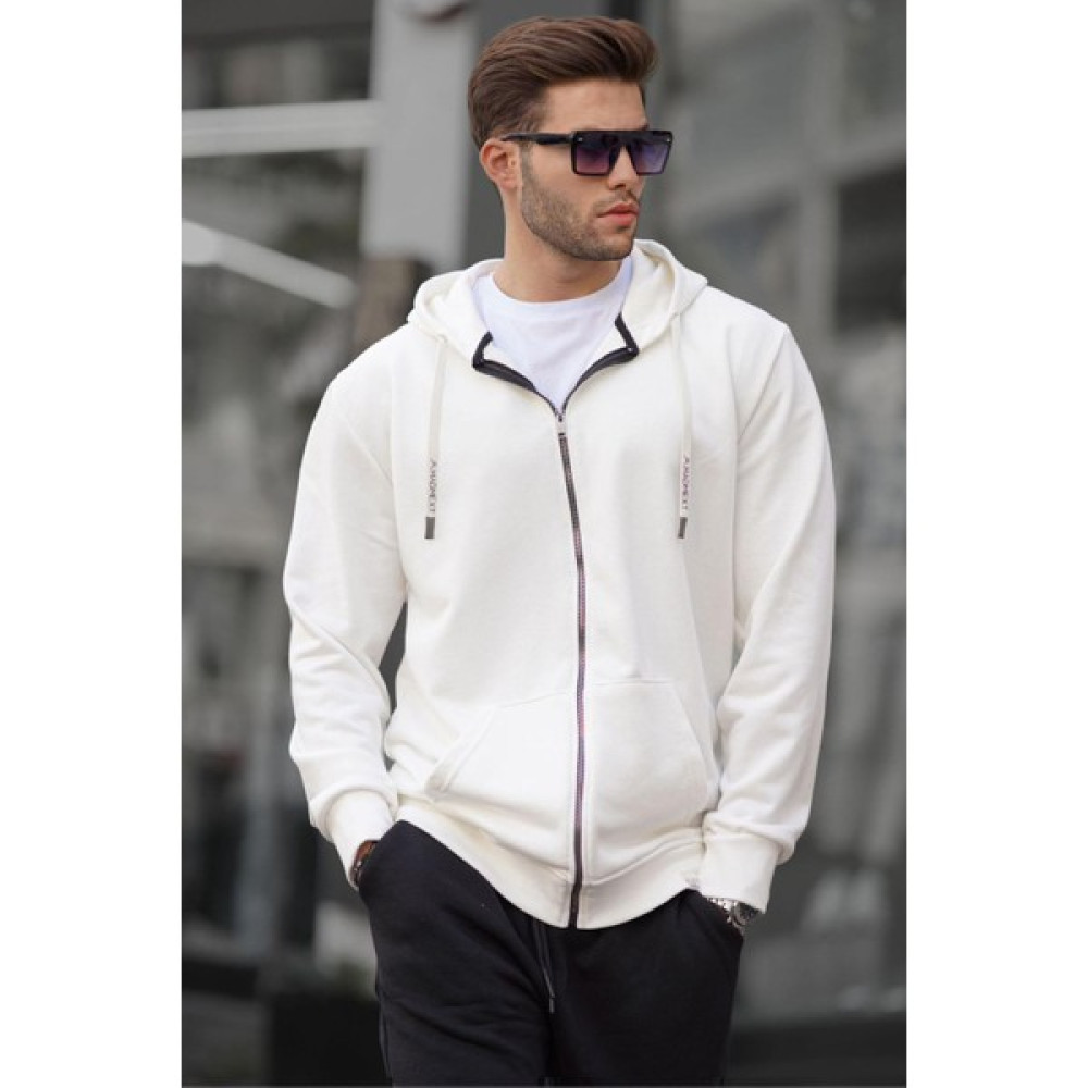 Madmext Ekru Fermuarlı Kapüşonlu Sweatshirt 6161 Erkek Sweatshirt Fiyatı