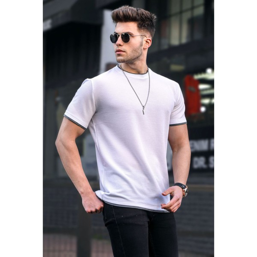 Madmext Erkek Beyaz Tişört 5815 Erkek T-shirt Fiyatı