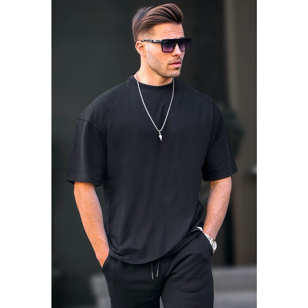 Madmext Erkek Siyah Oversize Fit Basic Tişört 6066 Erkek T-shirt Fiyatı