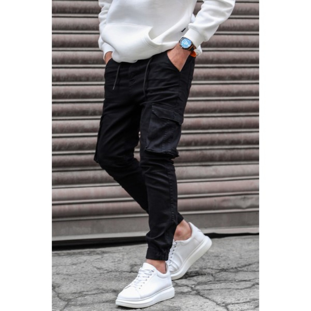 Madmext Erkek Siyah Slim Fit Kargo Cep Pantolon 5695 Erkek Pantolon Fiyatı