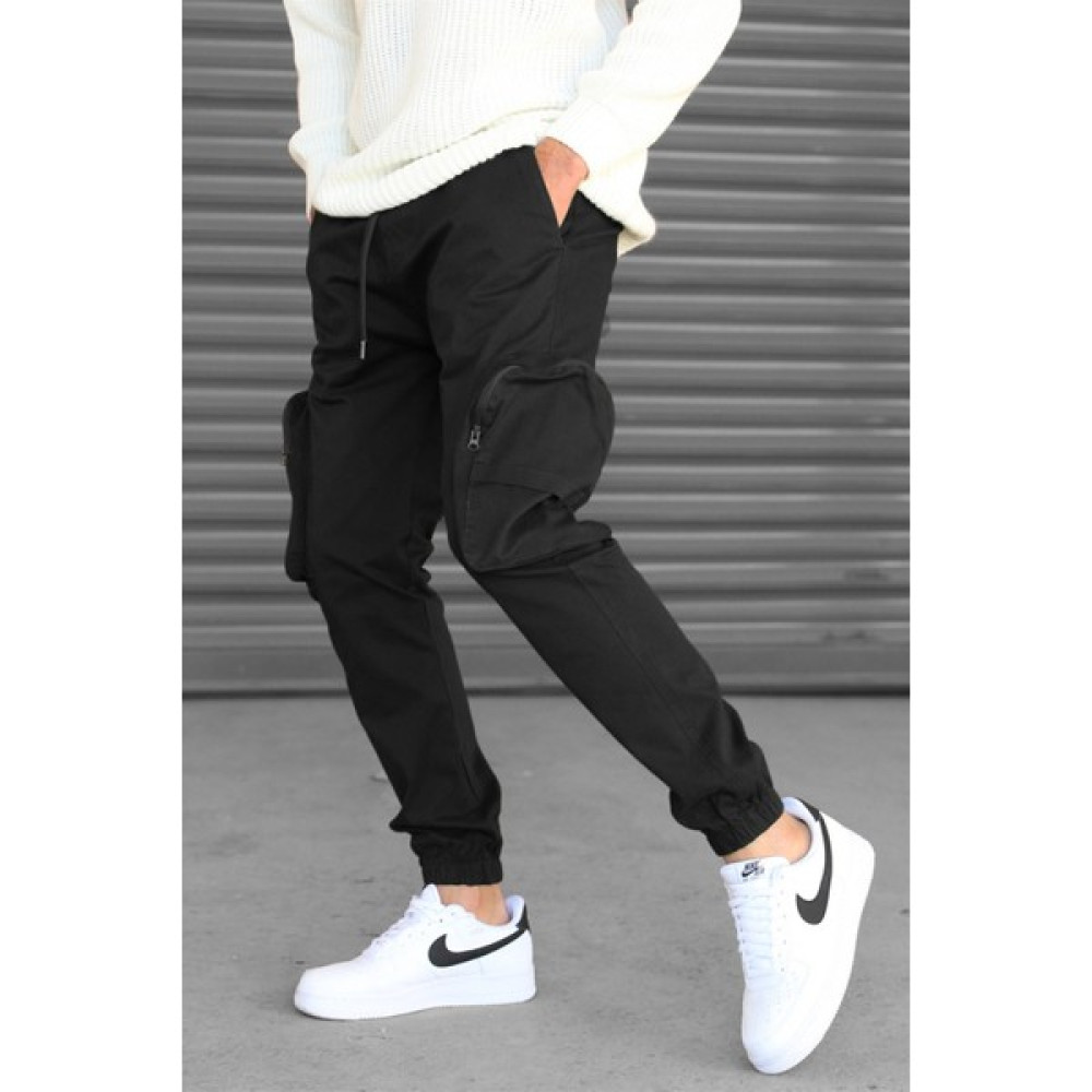 Madmext Erkek Siyah Slim Fit Kargo Cep Pantolon 5704 Erkek Pantolon Fiyatı