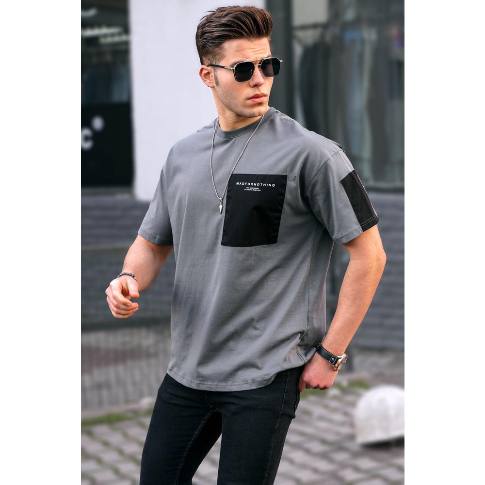Madmext Füme Cep Detaylı Basic Erkek Tişört XL Beden Bayan T-shirt Fiyatı