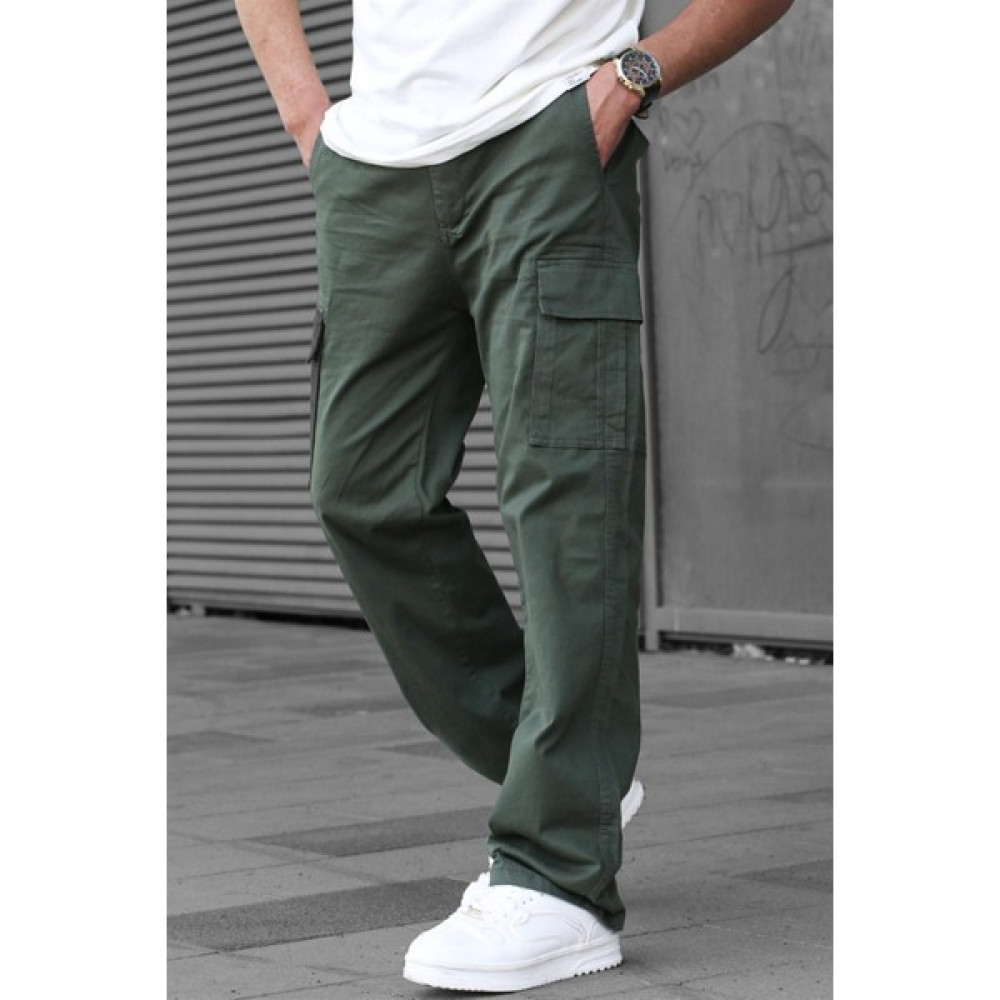 Madmext Haki Geniş Paça Kargo Cep Erkek Pantolon 6811 Erkek Jeans / Kot Pantolon Fiyatı