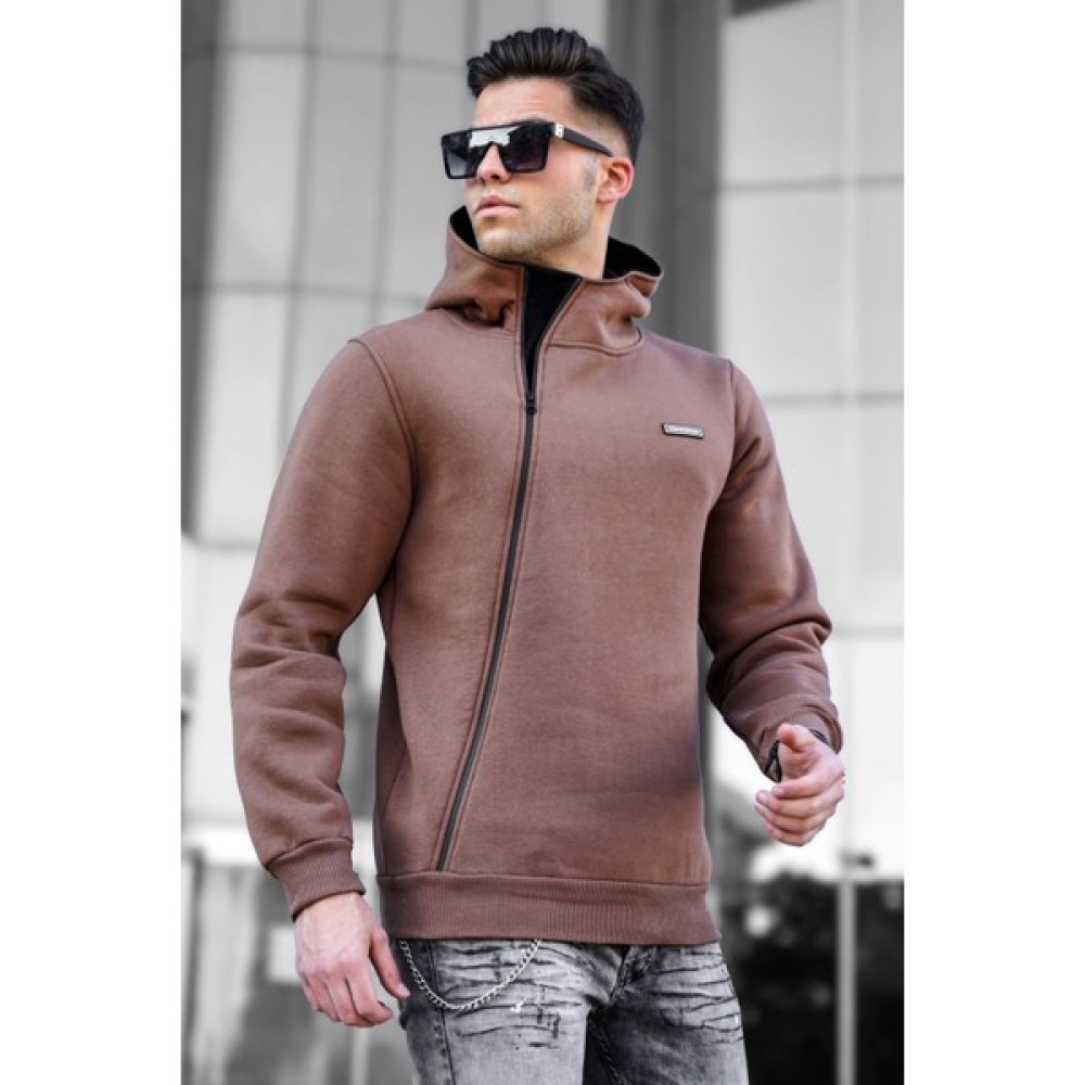 Madmext Kahverengi Fermuar Detaylı Sweatshirt 5335 Erkek Sweatshirt Fiyatı