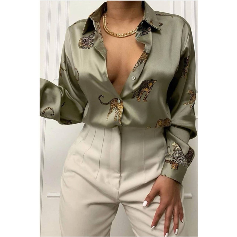 Madmext Mad Girls Leoparlı Vizon Saten Gömlek Mg187 M Beden Kadın Gömlek Fiyatı