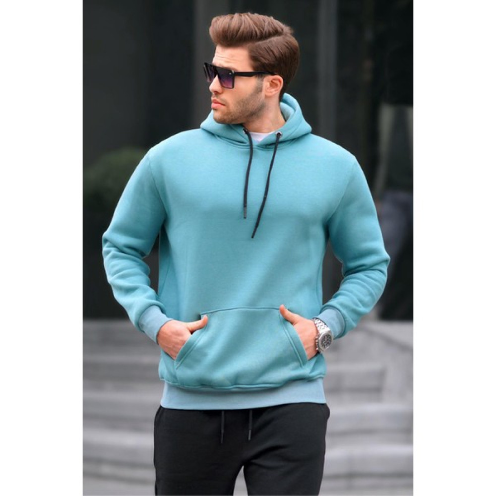 Madmext Mavi Kapüşonlu Erkek Sweatshirt 5339 Erkek Sweatshirt Fiyatı