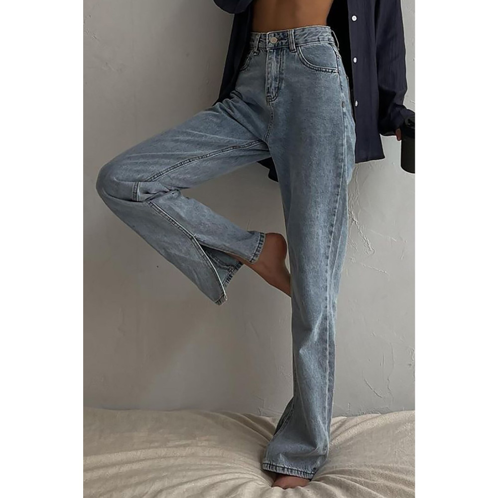 Madmext Mavi Yüksek Bel Paçası Yırtmaçlı Kadın Jean Mg1384 36 Beden Bayan Jeans / Kot Pantolon Fiyatı