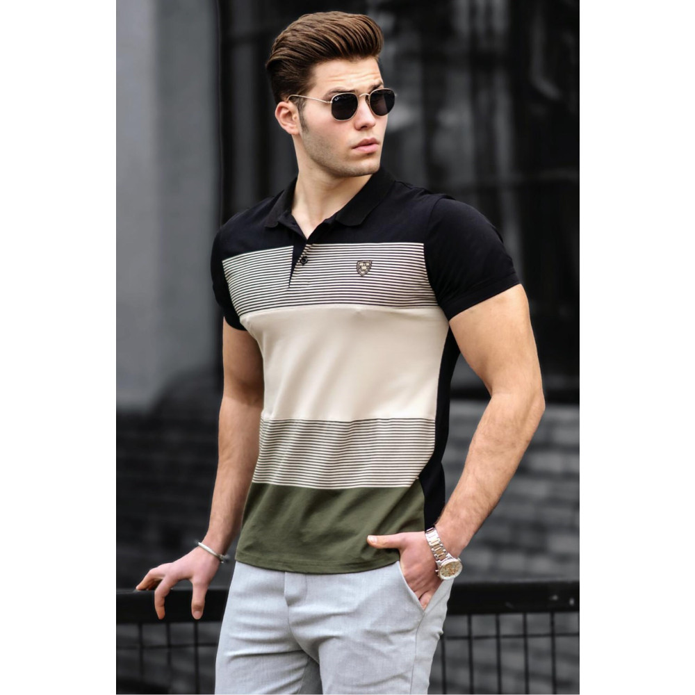 Madmext Renk Bloklu Haki Polo Yaka Erkek Tişört L Beden Erkek T-shirt Fiyatı
