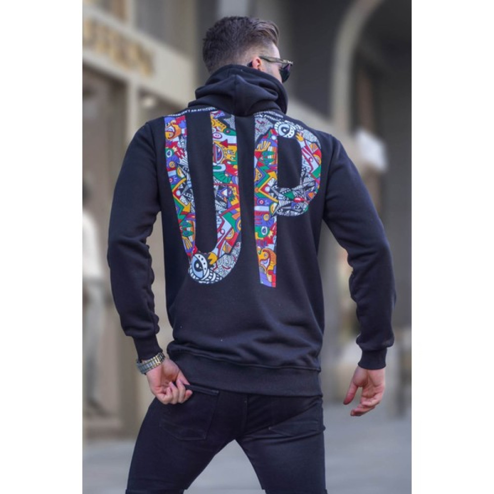 Madmext Siyah Arka Baskılı Kapüşonlu Sweatshirt 6040 Erkek Sweatshirt Fiyatı