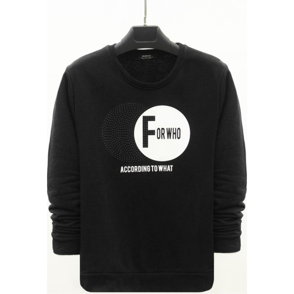 Madmext Siyah Baskılı Bisiklet Yaka Sweatshirt 4756 Erkek Sweatshirt Fiyatı