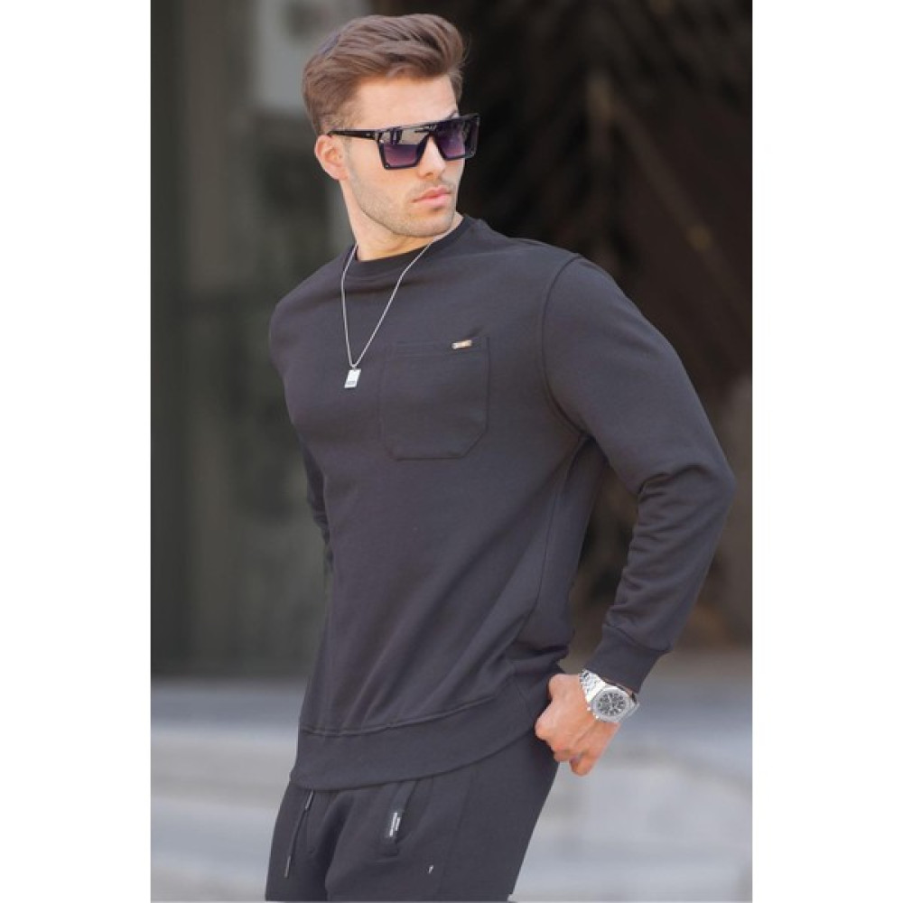 Madmext Siyah Regular Fit Basic Sweatshirt 6136 Erkek Jeans / Kot Pantolon Fiyatı