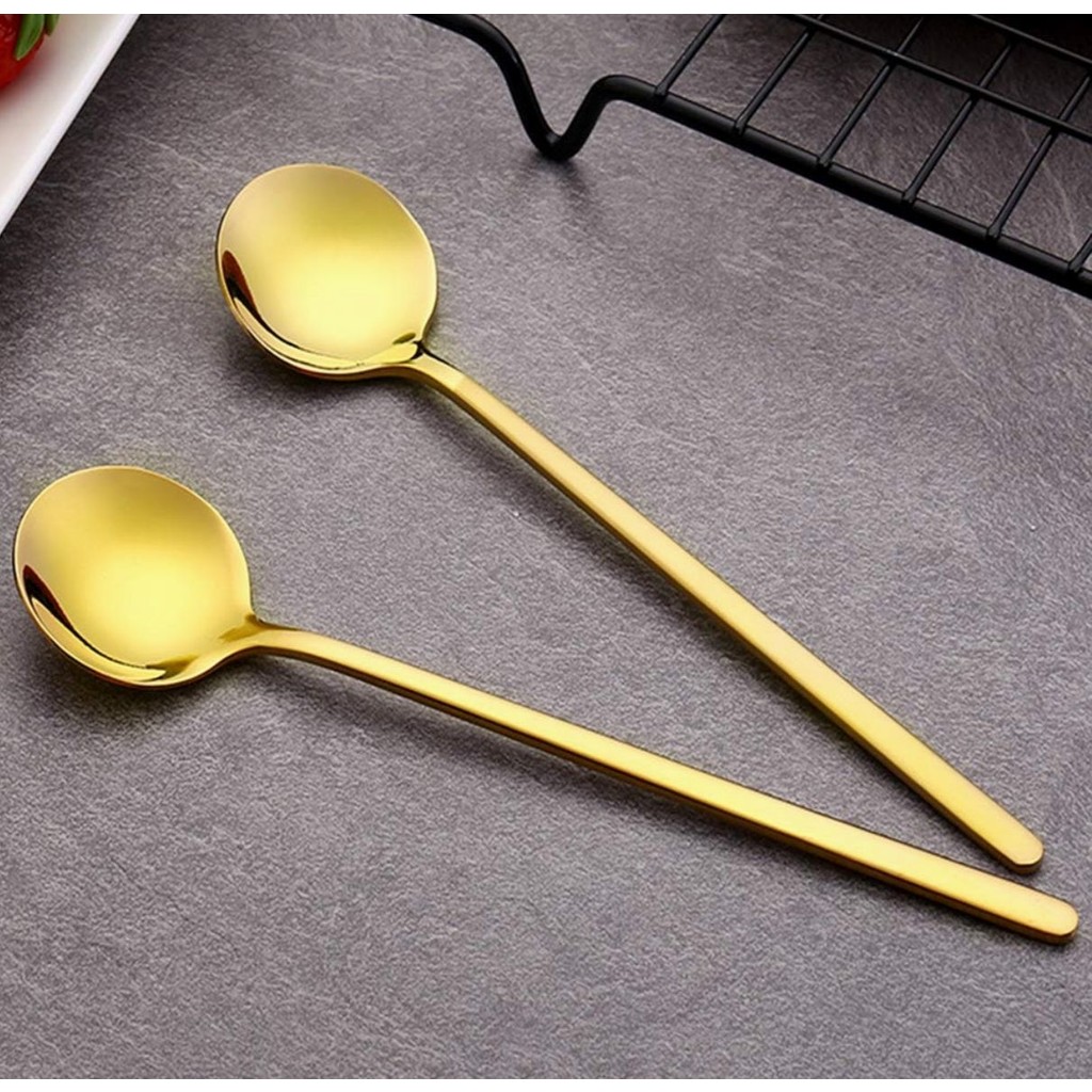 Mady Mark Gold Çay Kaşığı 6'lı Kahve Dondurma Tatlı Pasta Şeker Kaşık Set Çatal / Kaşık / Bıçak Takımları Fiyatı