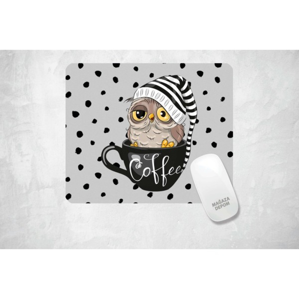 Mağaza Depom Kahve Sever Gececi Baykuş - Kare Baskılı Mouse Pad - Renkli Mouse Pad Fiyatı