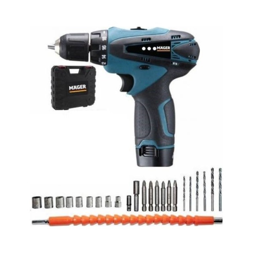 Mager 20 V 3 Ah Çift Akülü Kutulu Işıklı Vidalama Şarjlı Matkap 30'lu Professional Set Elektrikli El Aletleri Fiyatı