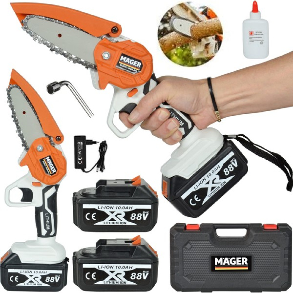 Mager 88 Watt 10 Ah Metal Şanzıman Çantalı Li-Ion Çift Bataryalı Dal Budama Makinesi Ağaç Kesme Makinesi Fiyatı