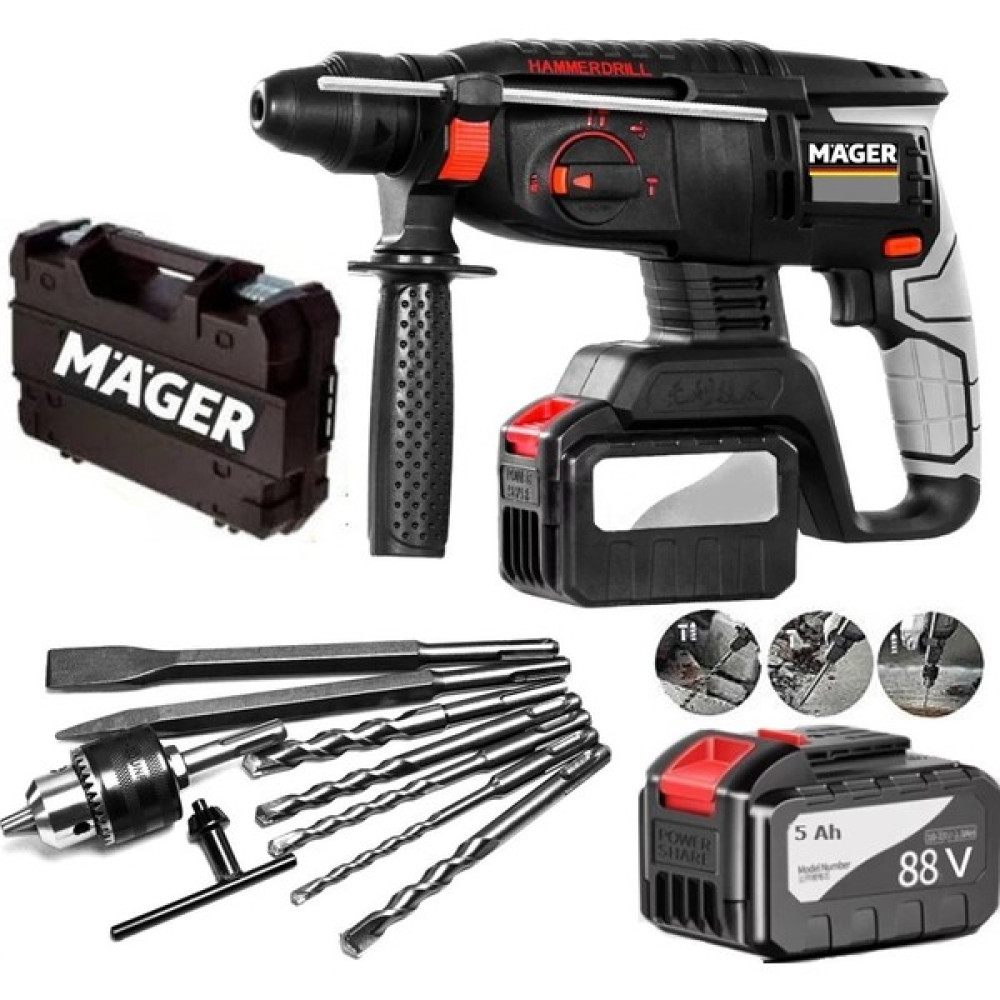 Mager Çift Akülü Kömürsüz Motor Metal Şanzuman Ağır Kırıcı Delici Matkap 7 Adet Sds Uç Kırıcı Deliciler & Kırıcılar Fiyatı