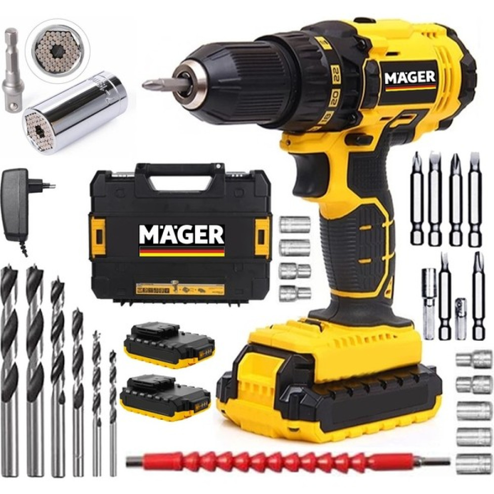 Mager Darbeli 58 Watt 5 Ah Metal Şanzuman Şarjlı Matkap ve Gator Soket + 24 Parça Professional Set Elektrikli El Aletleri Fiyatı