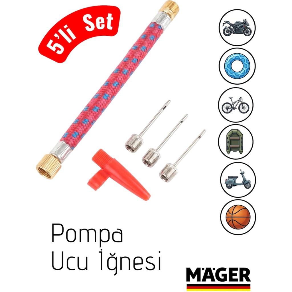 Mager Pompa Ucu Iğnesi Seti 5’li – Top, Bisiklet, Motosiklet, Şişme Ürünler Için Universal Uç Bisikletler Fiyatı