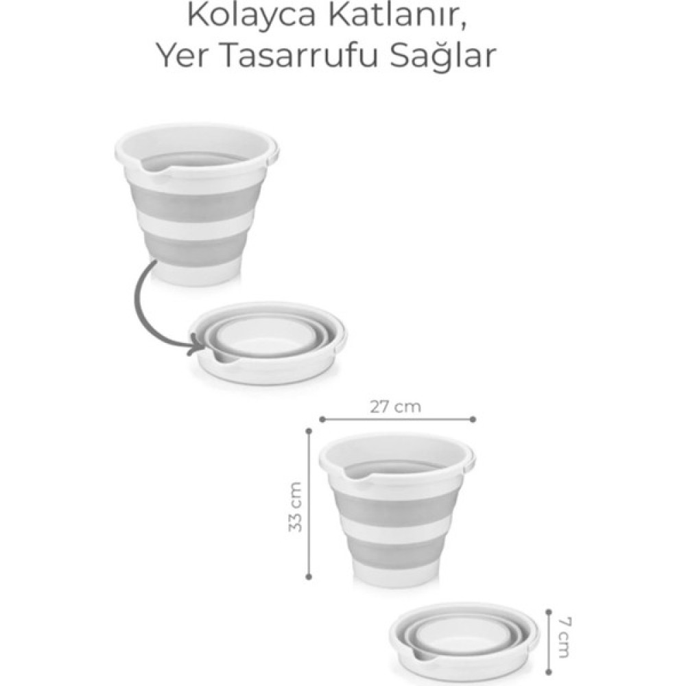 Magev 12 Lt Katlanır Kova Gri - Pembe Sepet Fiyatı