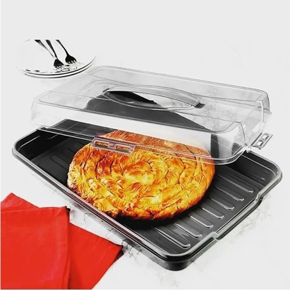 Magev Dikdörtgen Kilitli Pasta Börek Borcam Taşıma ve Saklama Kabı - 1 Adet Saklama Kapları Fiyatı