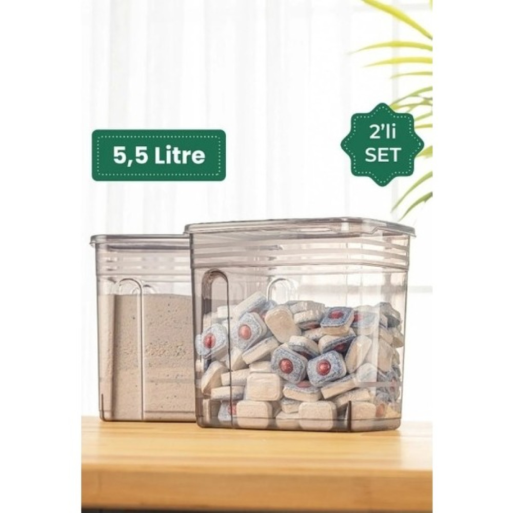 Magev Plastik 2li 5,5 Litre Strip Mega Boy Deterjan Saklama Kutusu Antrasit - Gri Eşya Saklama Kutusu Fiyatı