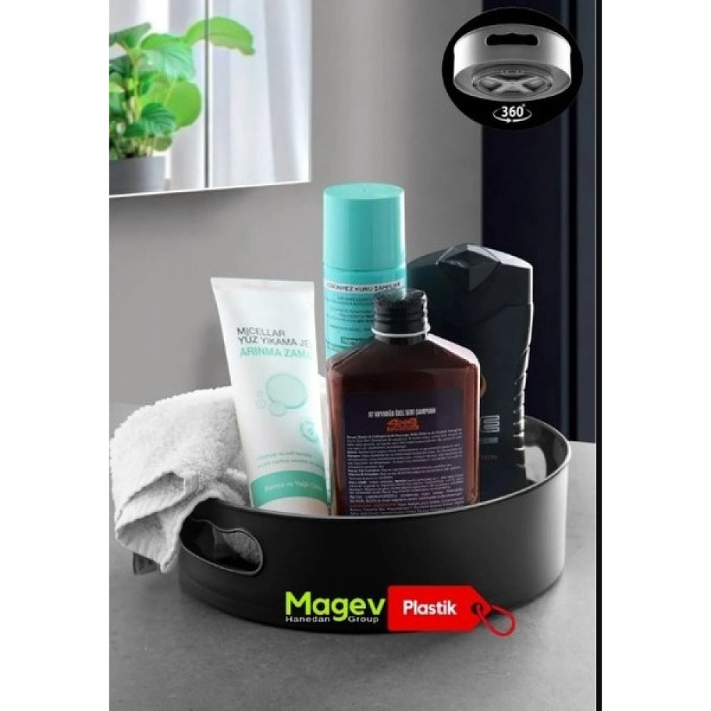 Magev Plastik 360 Derece Dönen Banyo & Buzdolabı Düzenleyici Tepsi Siyah Eşya Saklama / Düzenleme Fiyatı