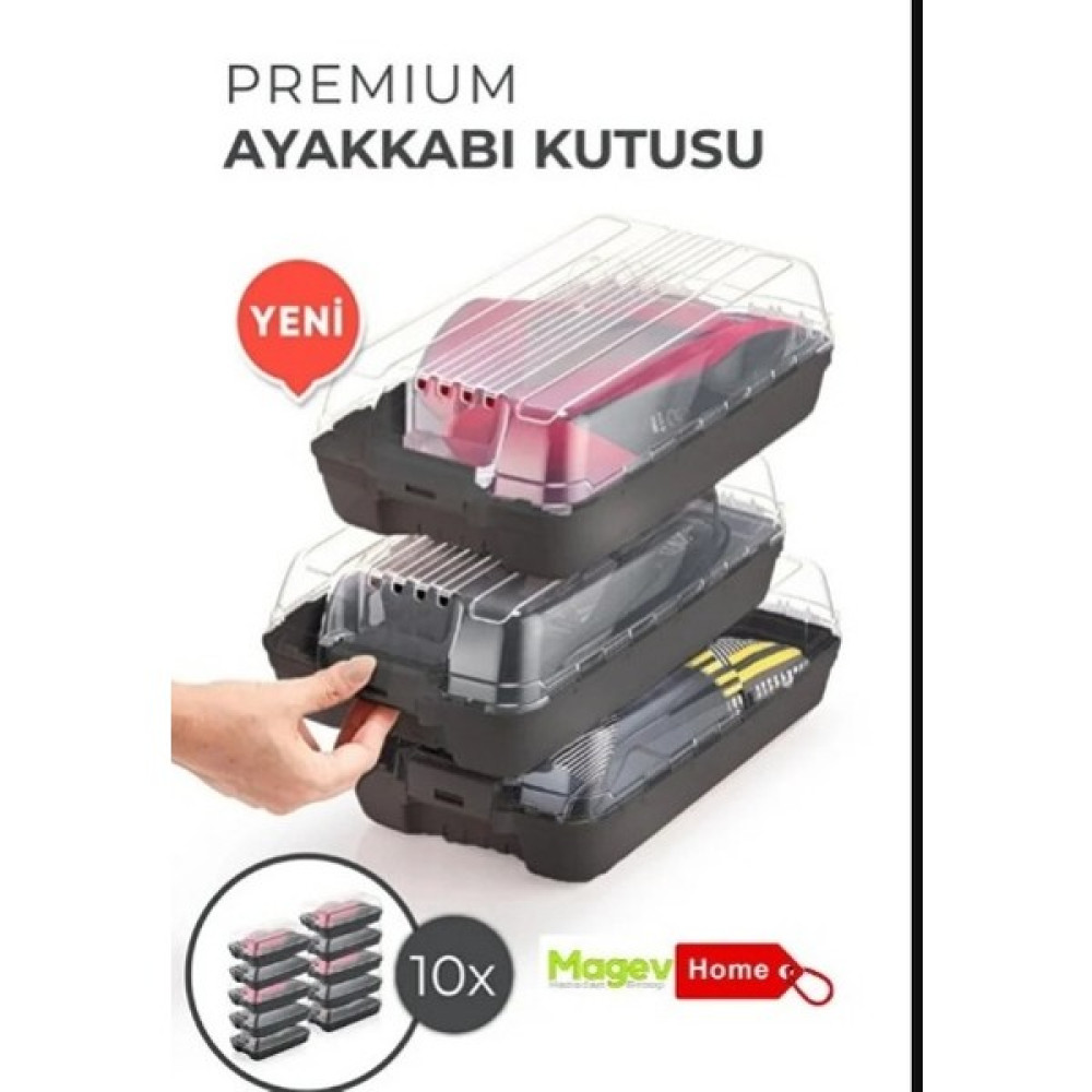Magev Plastik Kilitli Ayakkabı Kutusu 10'lu - siyah Ayakkabı Saklama Kutusu Fiyatı