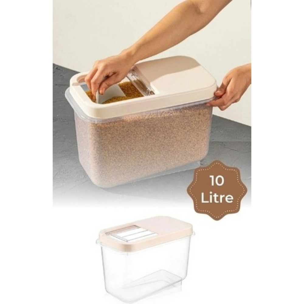 Magev Plastik Multibox 10 Litre Maxi Saklama Kabı Kaydırak Kapaklı Krem - Bej Saklama Kapları Fiyatı