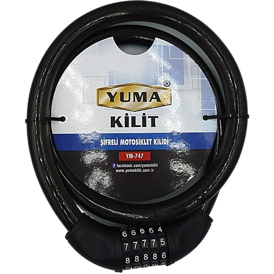 Magi Toptan Yuma YM-747 120CM 20MM 5 Şifreli Siyah Motorsiklet Kilidi SSD / Solid State Drive Fiyatı