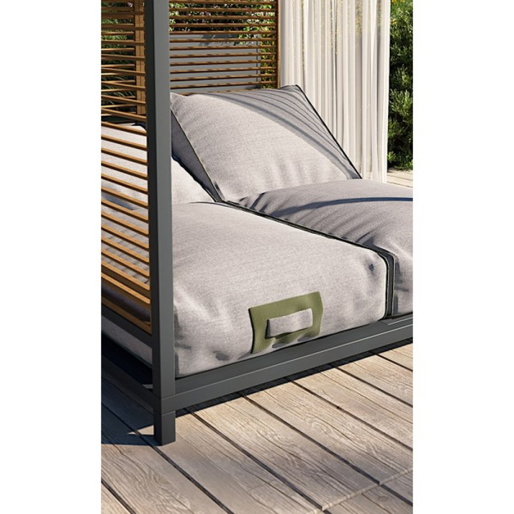 Magic Face Metal Gövde Kare Havuz Başı Divan Perdeli Çift Kişilik Şezlong Ahşap Detaylı Daybed Şezlong Fiyatı