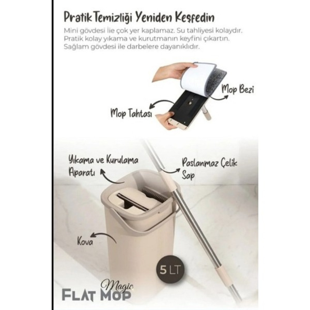 Magic Flat (Tablet) Mop Set 3 Microfiber Bez Flat - Krem Temizlik Malzemeleri Fiyatı