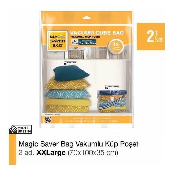 Magic Saver Bag 2'li XXL Küp Vakumlu Poşet Seti