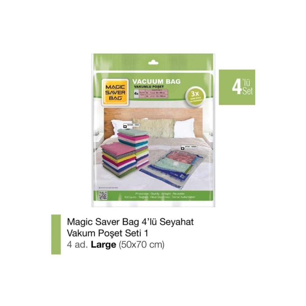 Magic Saver Bag 4’lü Vakumlu Poşet Set-1 Hurç Fiyatı