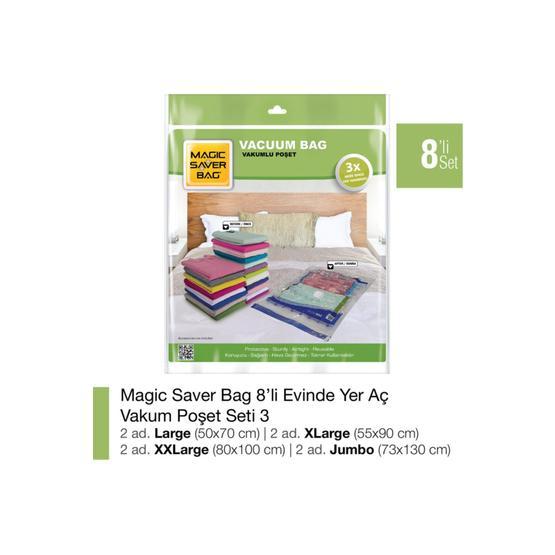 Magic Saver Bag 8'li Evinde Yer Aç Vakumlu Poşet Seti 3