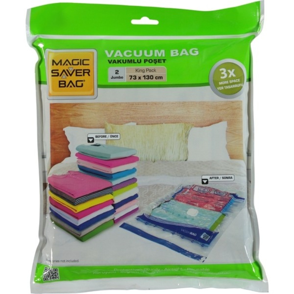 Magic Saver Bag Jumbo 2'li Vakum Poşeti 73X130 cm - Şeffaf Hurç Fiyatı