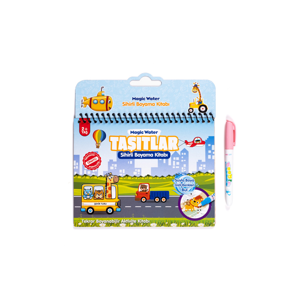 Magic Water Pedagog Onaylı Sihirli Boyama Kitabı Taşıtlar Araçlar Özel Sulu Kalem ile Magic Water Painting Aktivite & Eğitici Kitaplar Fiyatı