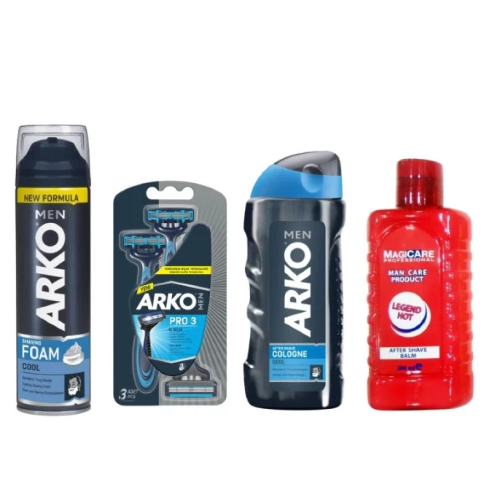 Magicare After Shave Balm Legend Hot 200 Ml+Arko Men T3 Pro 3 Bicakli Tiras Bicagi 3'Lu & Cool Tiras Tıraş Jelleri / Köpükleri / Kremleri Fiyatı